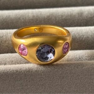 Julie Vos Gold Ring with Pink and Purple Gems size 6